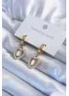   Altın Kalp Model Zirkon Taşlı Çelik Küpe