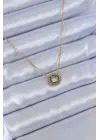  Altın  Kare Zirkon Taşlı  Çelik Kolye