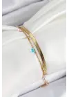 316L Çelik Gold Renk Karışık Renkli Kristal Taşlı 2li Kadın Bileklik