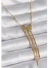  Altın  Kelebek Figür Sallantı İtalyan Zincirli  Çelik Kolye