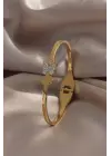 316L Çelik Gold Renk Kelebek Model Zirkon Taşlı Kadın Kelepçe