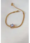 316L Çelik Gold Renk Kristal Taşlı Yıldız Model Kadın Bileklik