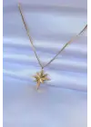  Altın  Kutup Yıldızı Model  Çelik Kolye