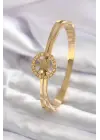 316L Çelik Gold Renk Kutup Yıldızı Model Zirkon Taş Detay Kadın Kelepçe