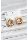 316L Çelik Gold Renk Lazerli Sarmal Halka Kadın Küpe