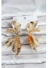 316L Çelik Gold Renk Lotus Yaprak Kadın Küpe