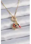  Altın  Makyaj Paleti Figür Charm Model  Çelik Kolye