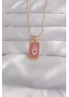  Altın  Mor Mineli El Figür Tarot Çelik Kolye