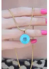  Altın  Nazar Boncuk Model  Çelik Kolye