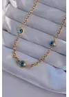  Altın  Nazar Boncuk Model Çelik Kolye