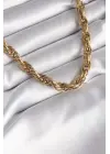  Altın  Örme Burgu Zincir Model  Çelik Kolye