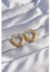   Altın Oval Çizgili Plaka Model Küpe