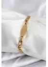 316L Çelik Gold Renk Oval Yazı Yazmaya Uygun Kadın Bileklik