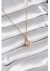  Altın  Pembe Kalp Model  Çelik Kolye