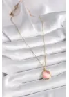  Altın  Pembe Sedefli Daire Model  Çelik Kolye