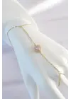 316L Çelik Gold Renk Pembe Zirkon Taşlı Kalp Model Şahmeran