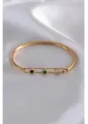 316L  Çelik Gold Renk Renkli Zirkon Taş Detay Kadın Kelepçe