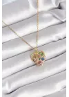  Altın  li Zirkon Taşlı Kalp Model  Çelik Kolye
