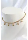 316L Çelik Gold Renk Sallantı Topçuk Zincir Model Kadın Halhal
