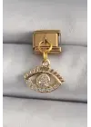 316L Çelik Gold Renk Sallantı Zirkon Taşlı Göz Model Nomination Charm