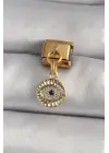 316L Çelik Gold Renk Sallantı Zirkon Taşlı Göz Model Nomination Charm