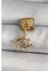 316L Çelik Gold Renk Sallantı Zirkon Taşlı Göz Model Nomination Charm