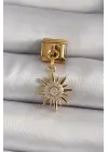 316L Çelik Gold Renk Sallantı Zirkon Taşlı Güneş Model Nomination Charm