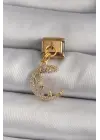 316L Çelik Gold Renk Sallantı Zirkon Taşlı Hilal Model Nomination Charm