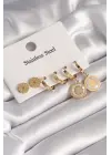   Altın Sedefli Lotus Model Çelik Küpe Seti