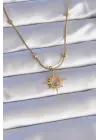 Altın Sedefli Yıldız Model Çelik Kolye