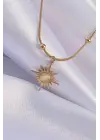 Altın Sedefli Yıldız Model Çelik Kolye