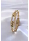 316L Çelik Gold Renk Simli Kalp Model Kadın Kelepçe