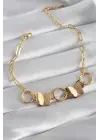 316L Çelik Gold Renk Simli Kelebek Model Kadın Bileklik
