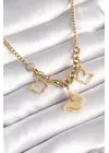  Altın  Simli Kelebek Model  Çelik Kolye