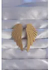   Altın Simli Melek Kanadı Tasarımlı Küpe