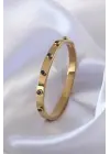 316L Çelik Gold Renk Siyah Zirkon Taşlı Kadın Kelepçe