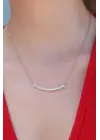  Altın  Smile Model Zirkon Taşlı  Çelik Kolye