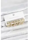 316L Çelik Gold Renk Su Yolu Halka Küpe Seti