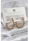   Altın Topçuk Halka Model Çelik Küpe