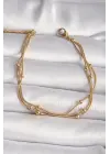 316L Çelik Gold Renk Topçuk Zincir Model Kadın Bileklik