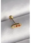 316L Çelik Gold Renk Turuncu Zirkon Taşlı Tragus Piercing