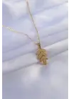  Altın  Yaprak Model  Çelik Kolye