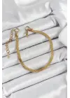 316L Çelik Gold Renk Yassı Zincir Model Kadın Bileklik