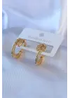 316L Çelik Gold Renk Yılan Şeklinde Zirkon Taşlı Kadın Küpe