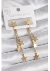   Altın Yıldız Model Çoklu Sallantı Yıldız Çelik Küpe