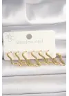 316L Çelik Gold Renk Yıldız Model Kadın Küpe Seti
