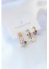 316L Çelik Gold Renk Yıldız Model Zirkon Taşlı Kadın Küpe