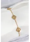 316L Çelik Gold Renk Yonca Kadın Bileklik