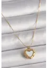  Altın  Zincir Aynalı Kalp Model  Çelik Kolye