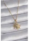  Altın  Zincir Güneş Figür  Çelik Kolye